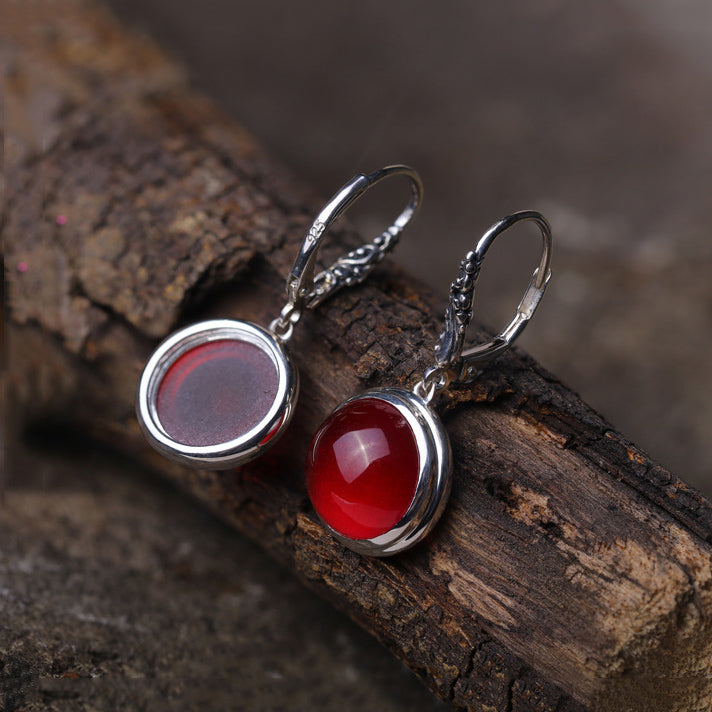 July Birthstone Ruby Drop Leverback Earrings
