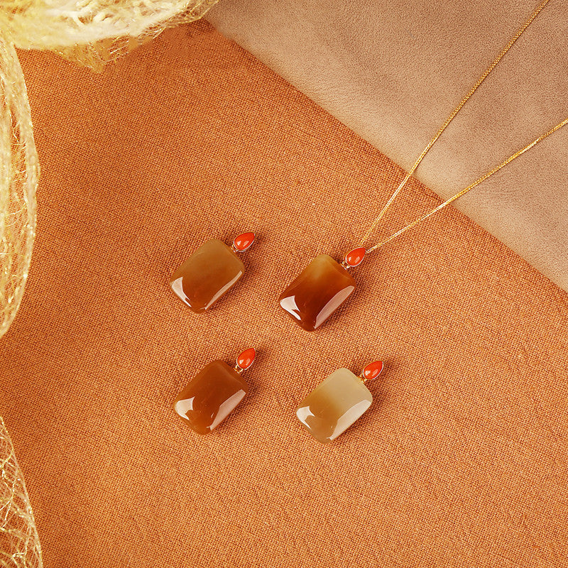 Natural Carnelian Jade Pendant Necklace - LUXYIN