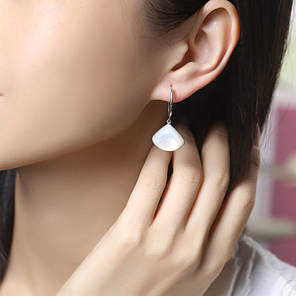 Natural Shellstone Fanshaped Earrings