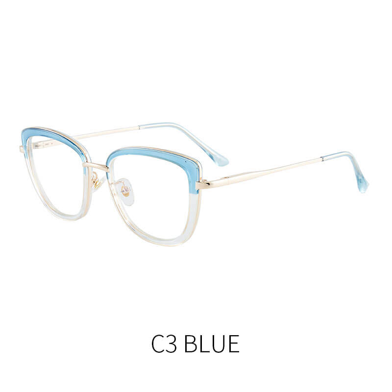 LUXYIN Splicing Cat Eye Clear Glasses -LUXYIN