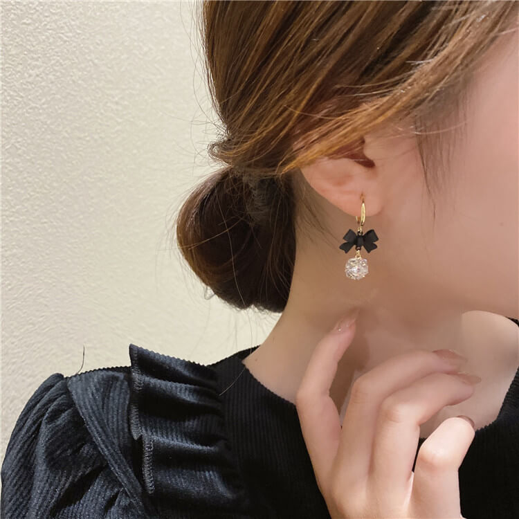 Bowknot Zircon Drop Earrings