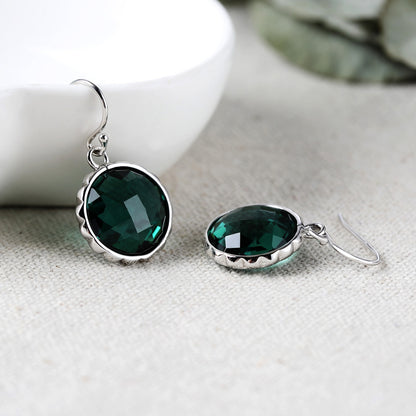 Delicate Round Crystal Drop Earrings