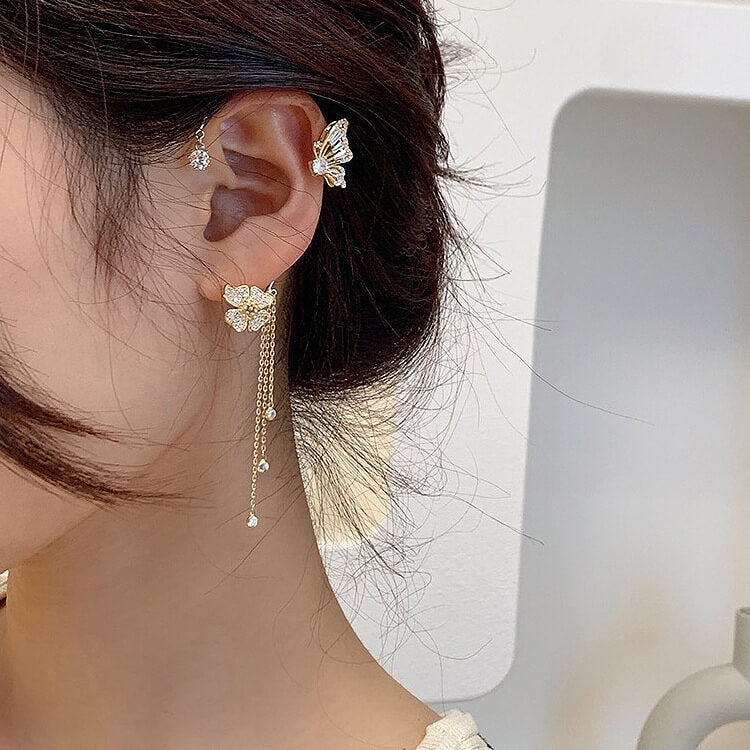 Butterfly Flower Ear Cuffs Earrings