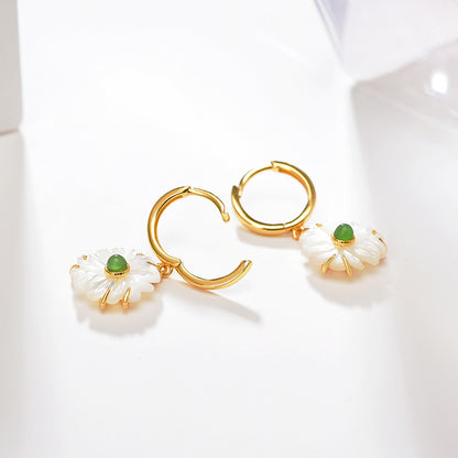 Natural Shellstone Daisy Drop Earrings