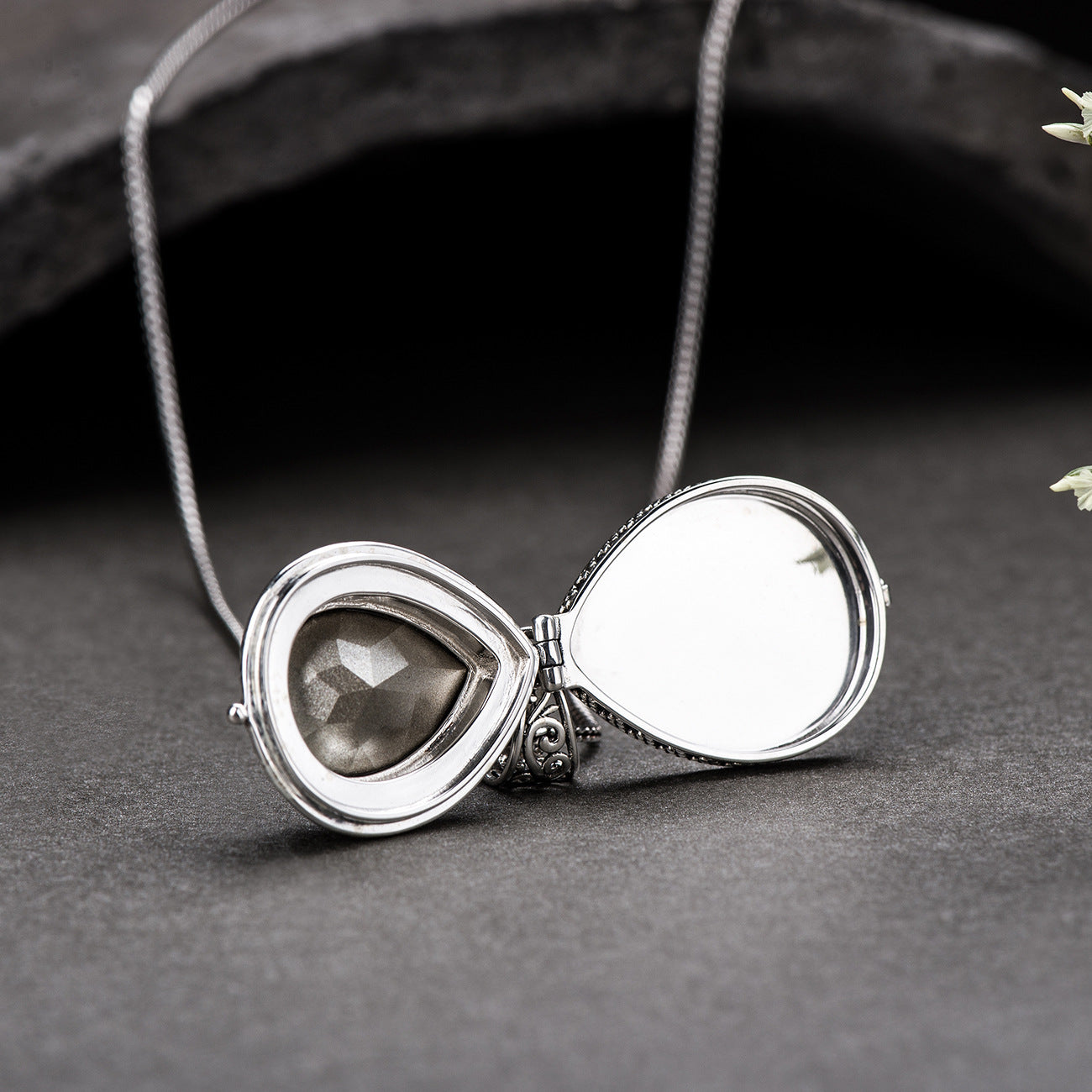 Purple Crystal Engraved Necklace