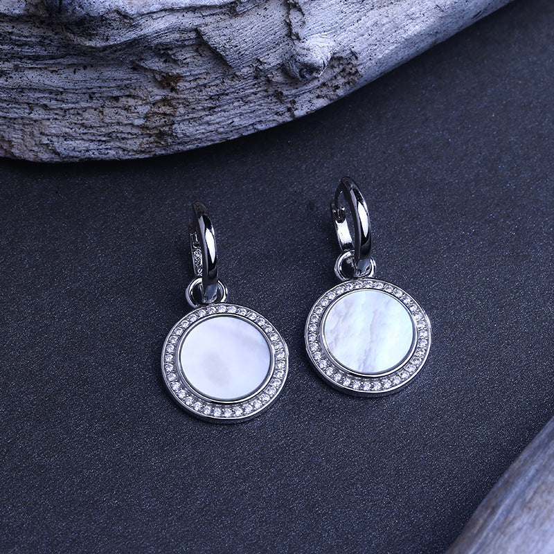 Delicate Shell Stone Silver Earrings
