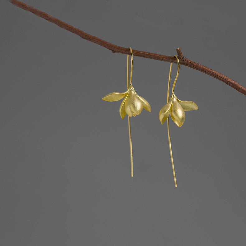 Gorgeous Flower Drop Earrings, Handmade Silver Jewerly - LUXYIN