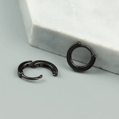 Black Gold Hoop Leverback Earrings