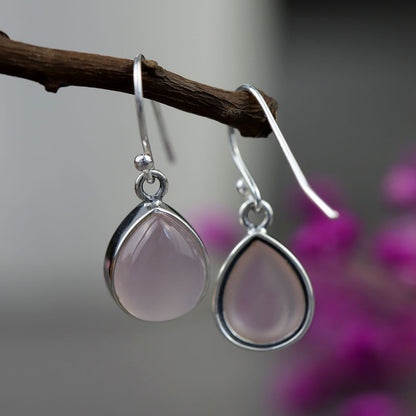 Natural Pink Crystal Drop Earrings