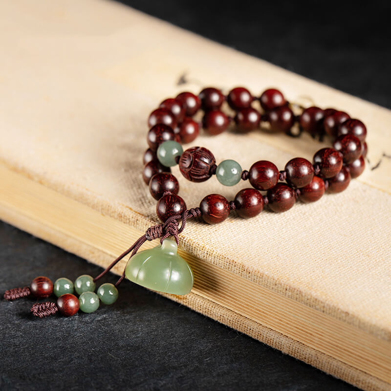 Natural Jade Narra Bracelet with Buddha Beads - LUXYIN