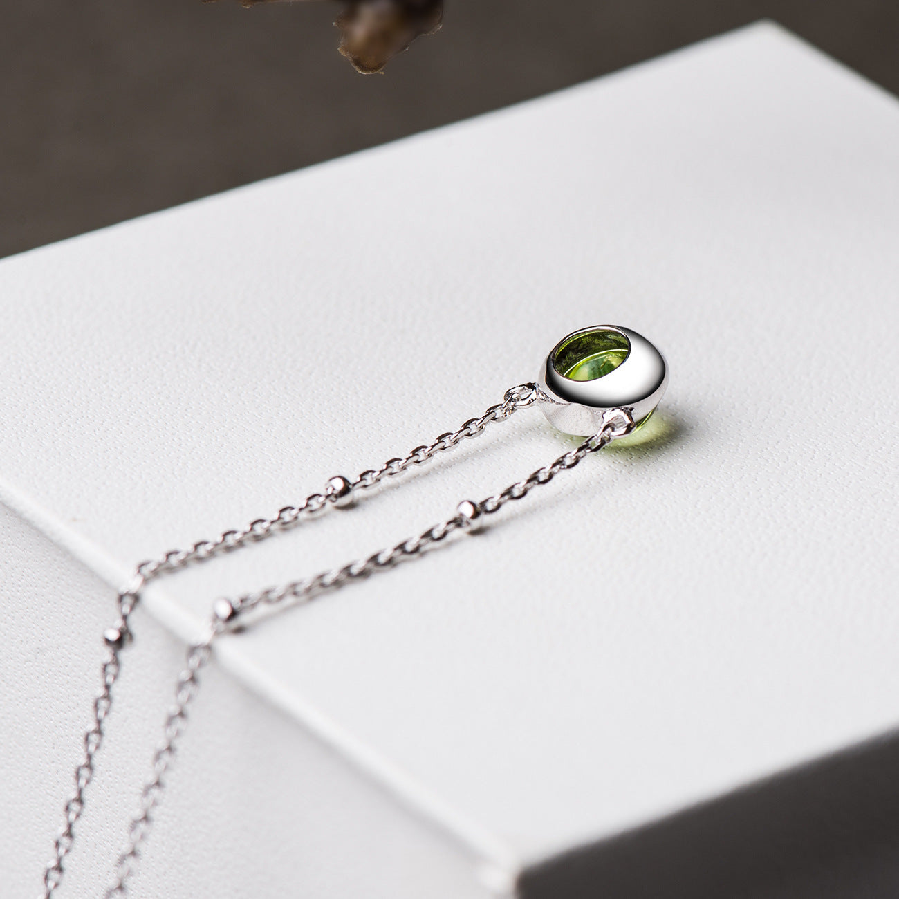 Natural Olivine Silver Necklace