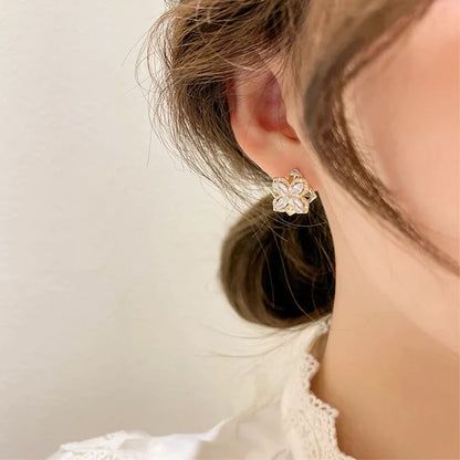 Clover Flower Rotate Earrings, Anti-Anxiety Spinner, Stud Earrings