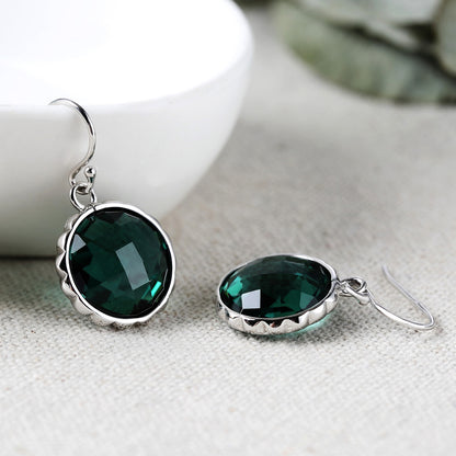 Delicate Round Crystal Drop Earrings