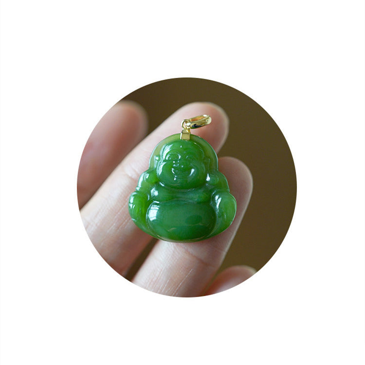 Green Jade Buddha Pendant Chain Necklace - LUXYIN