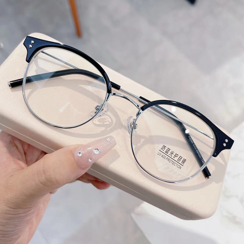 LUXYIN Tea Semi-rimless Glasses