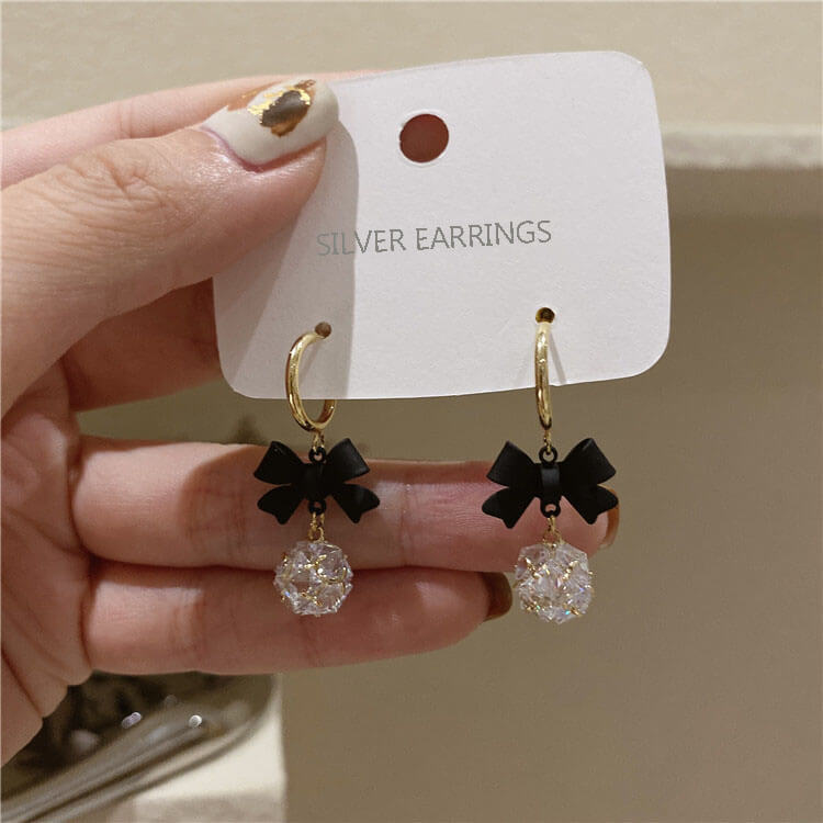 Bowknot Zircon Drop Earrings