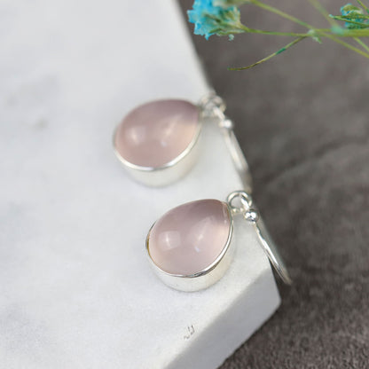 Natural Pink Crystal Drop Earrings