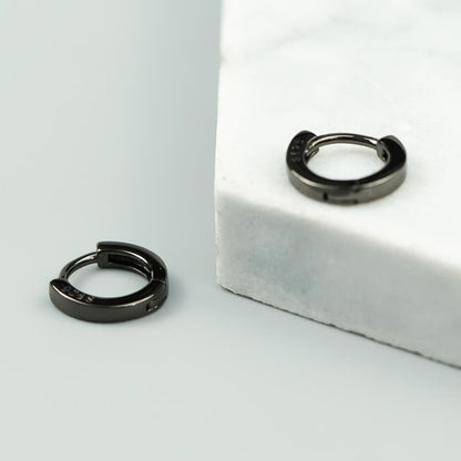 Black Gold Hoop Leverback Earrings