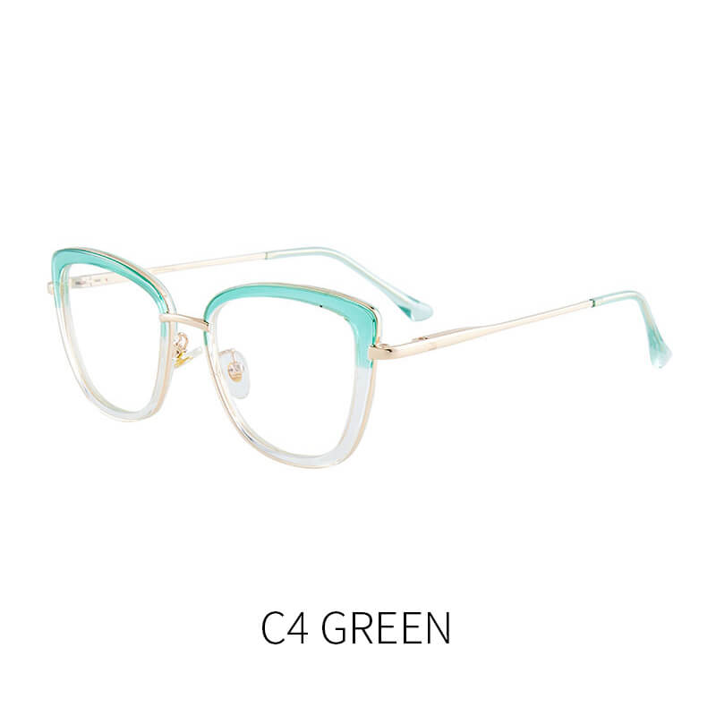 LUXYIN Splicing Cat Eye Clear Glasses -LUXYIN