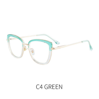 LUXYIN Splicing Cat Eye Clear Glasses -LUXYIN