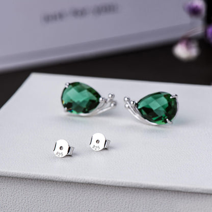 S925 Green Crystal Stud Earrings
