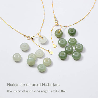 Hetian Jade Round Pendant with Chain, Natural Jade Necklace - LUXYIN
