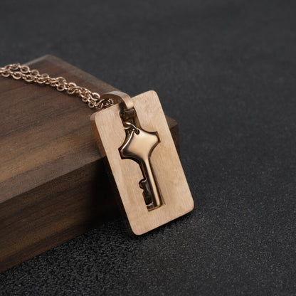 Couple Heart Lock Bangle Key Necklace, Lock Key Pendant - LUXYIN