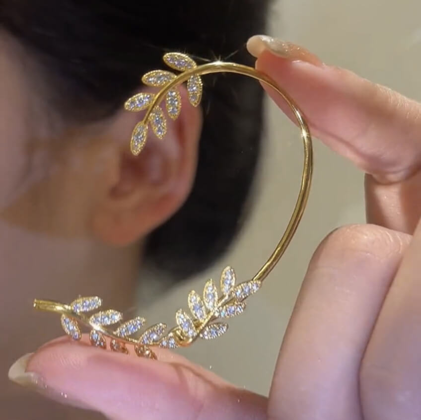 Leaves Ear Cuffs Stud Earrings, Non-pierced Clip on Earrings - LUXYIN