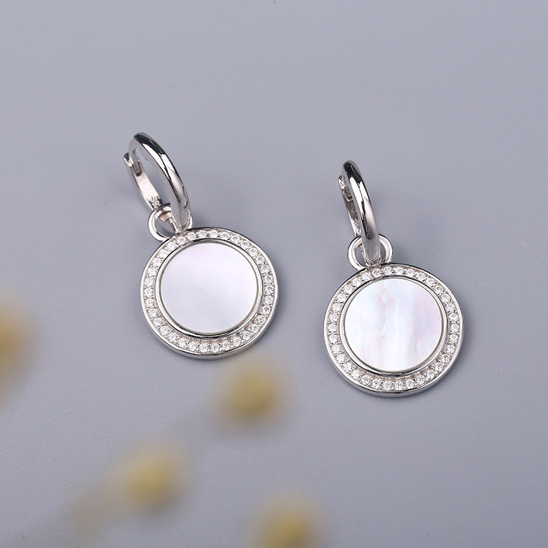 Delicate Shell Stone Silver Earrings