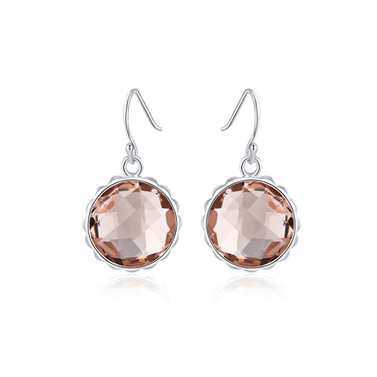 Delicate Round Crystal Drop Earrings