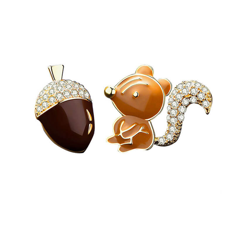 Flying Squirrel Pine Cone Stud Earrings