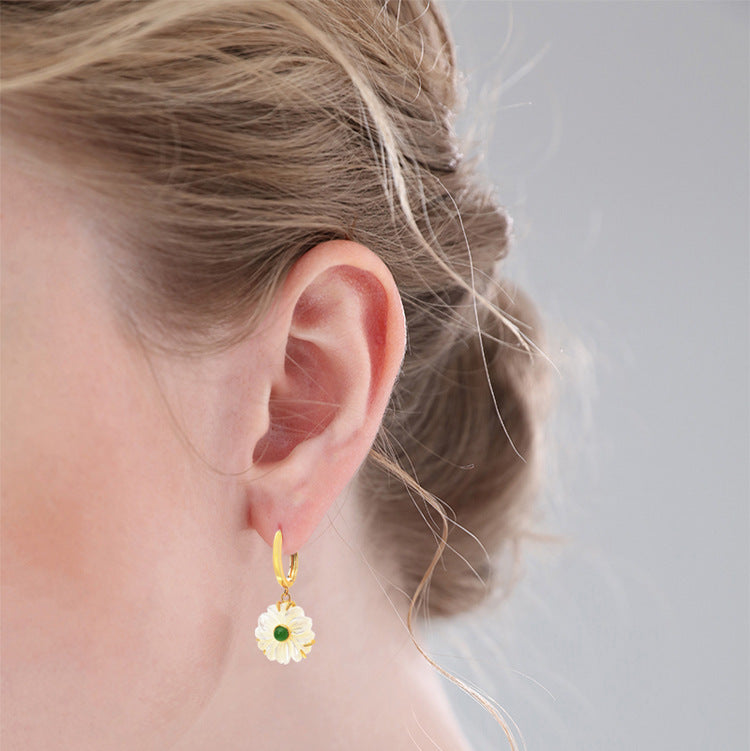 Natural Shellstone Daisy Drop Earrings