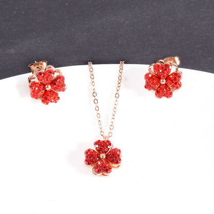 Lucky Red Clover Rotating Necklace