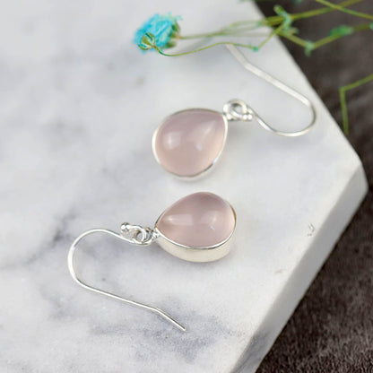 Natural Pink Crystal Drop Earrings
