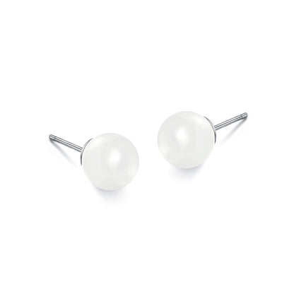 Natural White Jade Stud Earrings