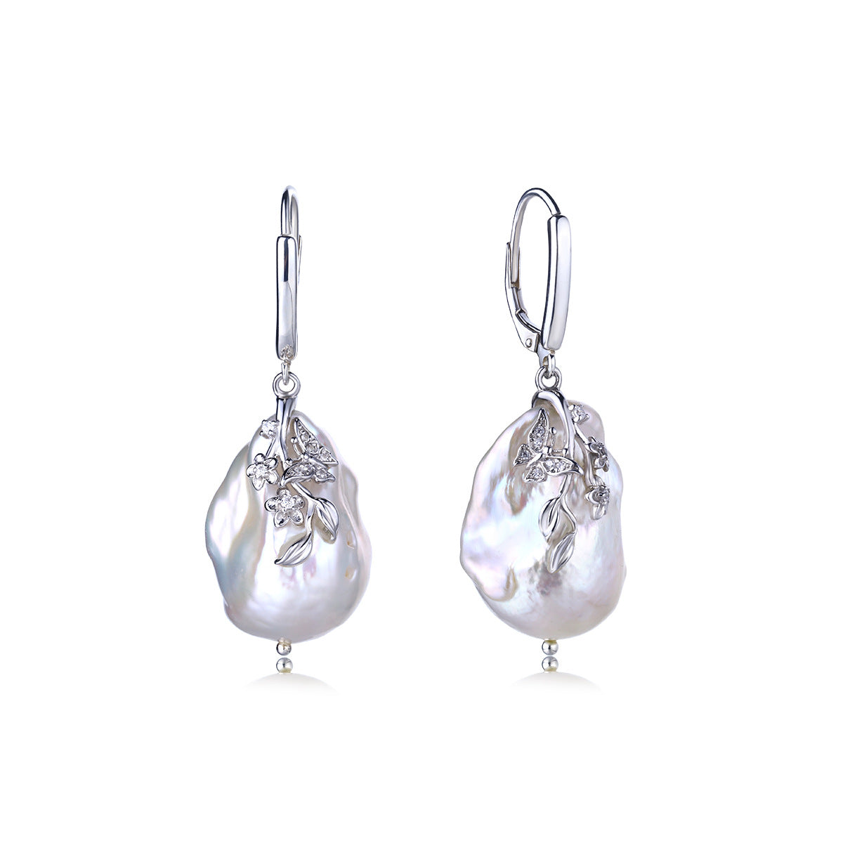 Natural Engraved Baroque Pearl Drop Earrings