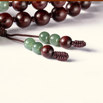 Natural Jade Narra Bracelet with Buddha Beads - LUXYIN