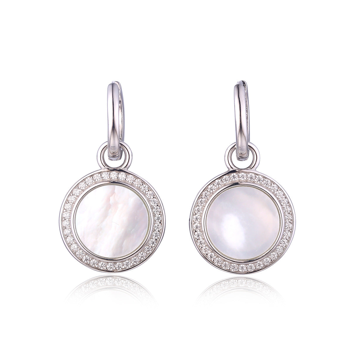 Delicate Shell Stone Silver Earrings