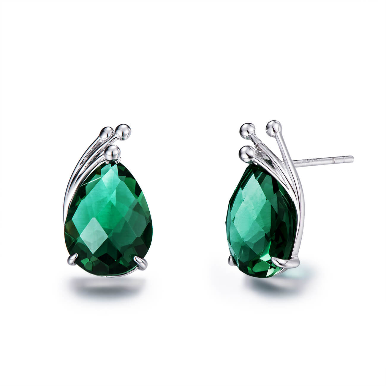 S925 Green Crystal Stud Earrings