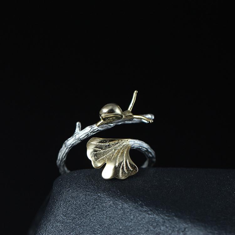 Cute Gingko Snail Open Ring