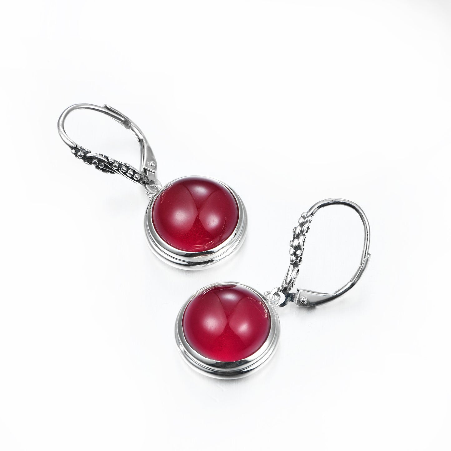 July Birthstone Ruby Drop Leverback Earrings