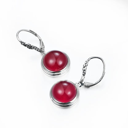 July Birthstone Ruby Drop Leverback Earrings