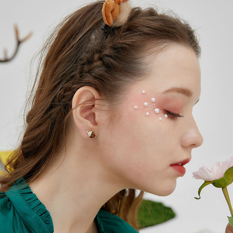 Flying Squirrel Pine Cone Stud Earrings