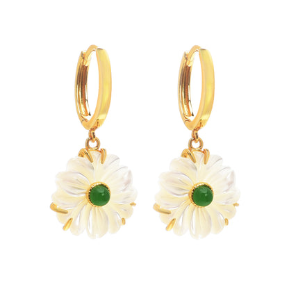 Natural Shellstone Daisy Drop Earrings