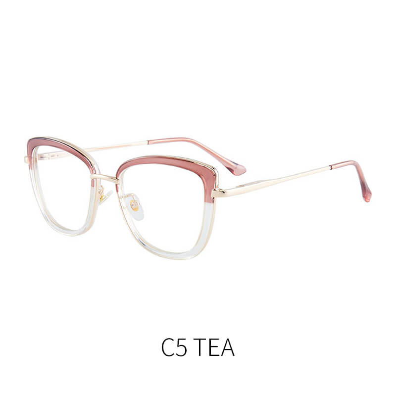 LUXYIN Splicing Cat Eye Clear Glasses -LUXYIN