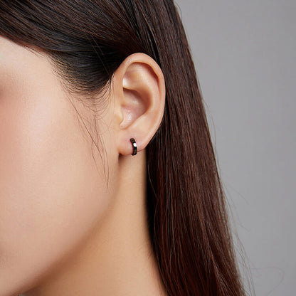 Black Gold Hoop Leverback Earrings