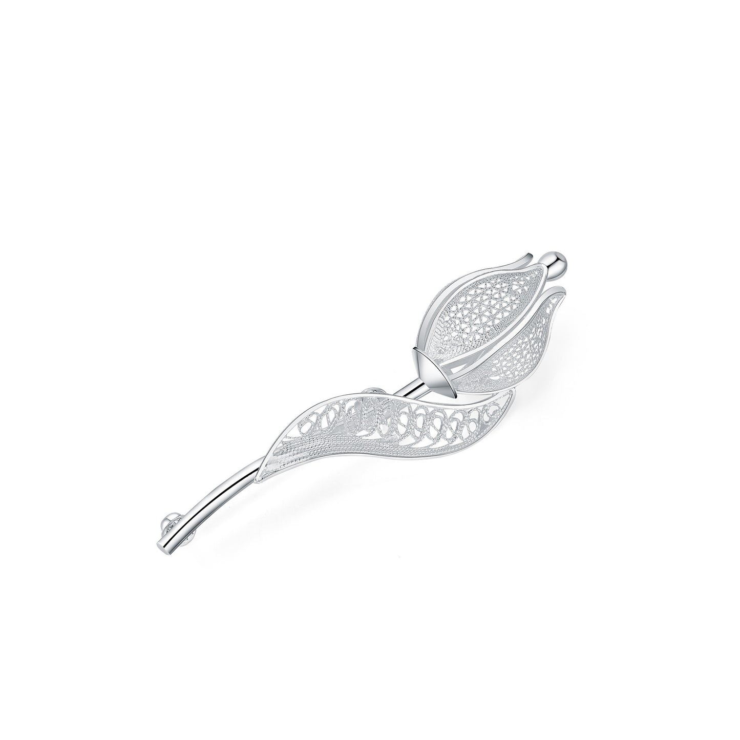 Broche Flor Vintage Hecha A Mano Plata