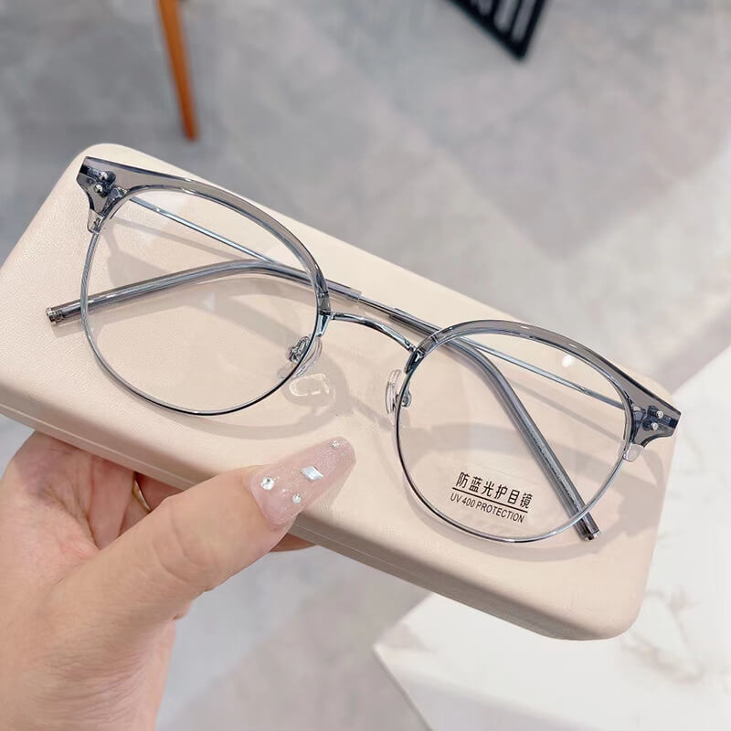 LUXYIN Tea Semi-rimless Glasses