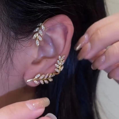 Leaves Ear Cuffs Stud Earrings, Non-pierced Clip on Earrings - LUXYIN