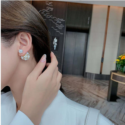 Pearl Flowers Ball Stud Earrings, Pearl Earrings for Women - LUXYIN